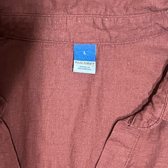 Old Navy Terracotta Maroon V-Neck Linen Blend Top Large - Picture 3 of 3